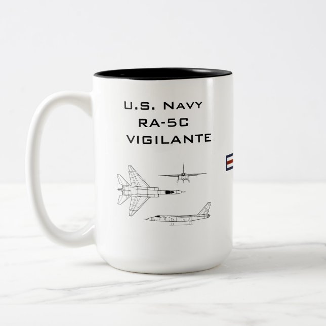 Caneca De Café Em Dois Tons Marinho RA-5C Vigilante (Esquerda)