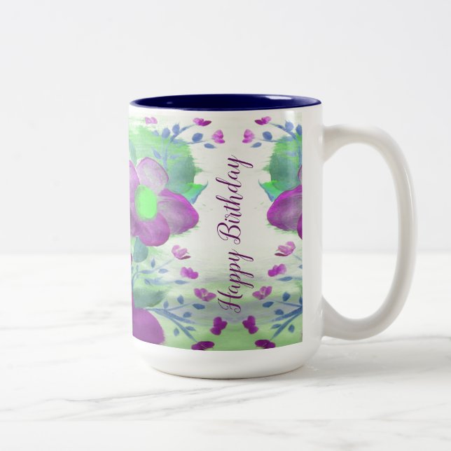 Caneca De Café Em Dois Tons Marinho roxo grande, tampa e Verde limão (Direita)