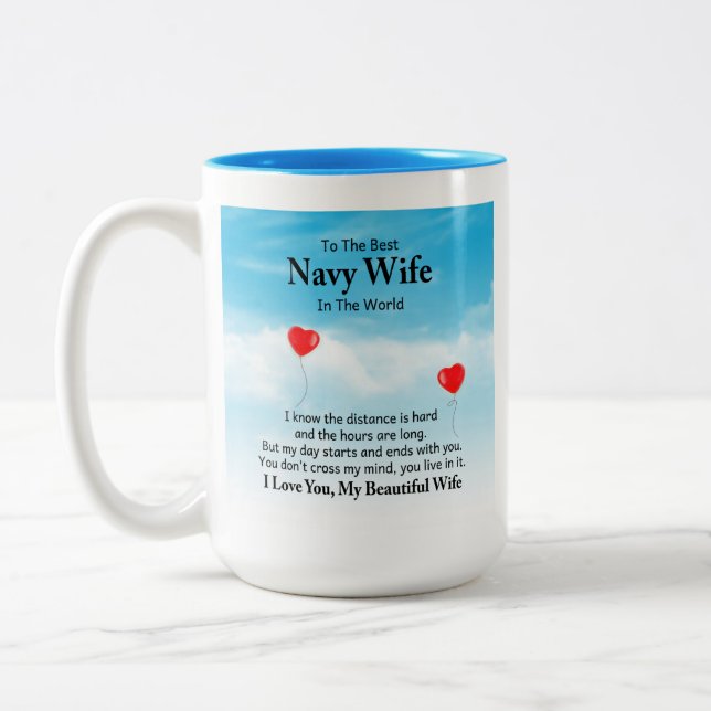 Caneca De Café Em Dois Tons Marinho Wife Coffee Mug (Esquerda)