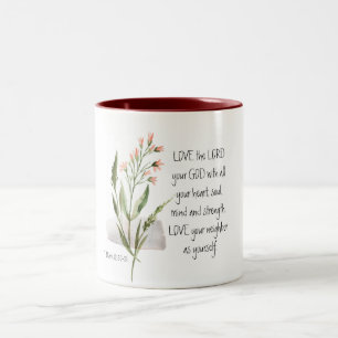 Caneca De Café Em Dois Tons Mark 12:30-31 AME o SENHOR seu DEUS