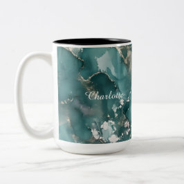 Caneca De Café Em Dois Tons Mármore Personalizado de Luxo com Nome Customizado