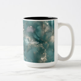 Caneca De Café Em Dois Tons Mármore Personalizado de Luxo com Nome Customizado