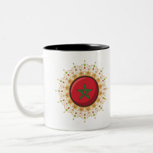 Caneca De Café Em Dois Tons Marrocos Souvenir Red Green e Ouro