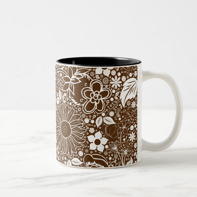 Caneca De Café Em Dois Tons Marrom das Belezas Botânicas (Direita)