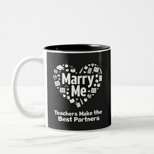 Caneca De Café Em Dois Tons Marry Me Teacher (Esquerda)