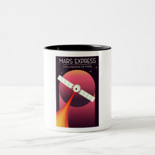 Caneca De Café Em Dois Tons Mars Express - Exploração de Marte Arte Espacial.