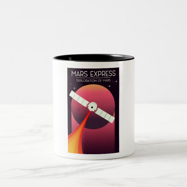 Caneca De Café Em Dois Tons Mars Express - Exploração de Marte Arte Espacial. (Centro)