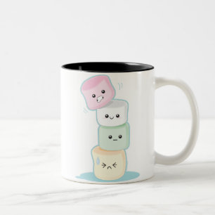 Caneca De Café Em Dois Tons Marshmallows empilhados