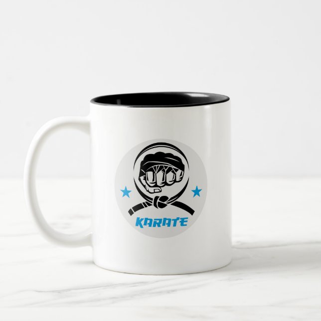 Caneca De Café Em Dois Tons Martial Arts Karate Black Belt (Esquerda)