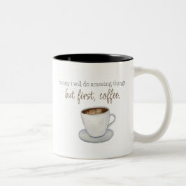 Caneca De Café Em Dois Tons Mas Primeira Tipografia Do Café Aquarela