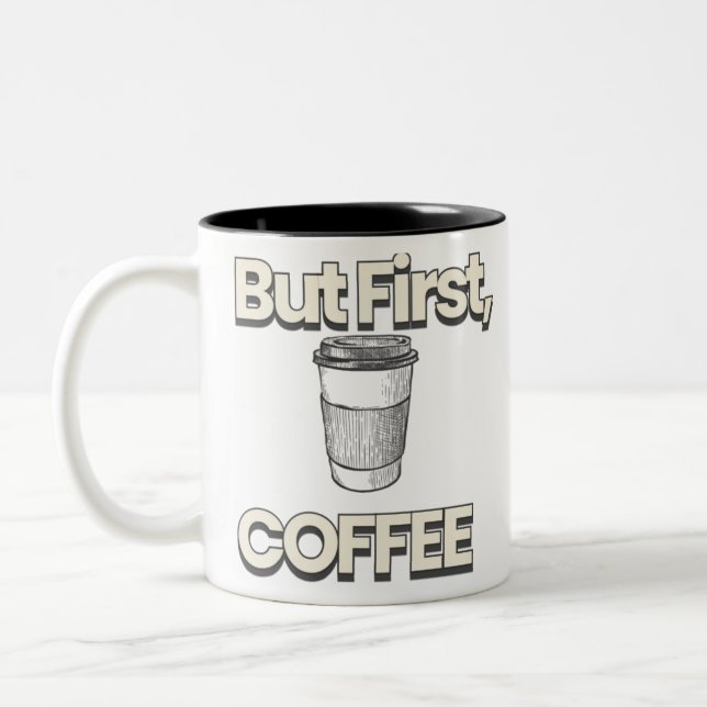 Caneca De Café Em Dois Tons Mas Primeiro Café (Esquerda)