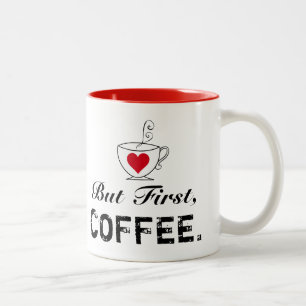 Caneca De Café Em Dois Tons "Mas Primeiro, CAFÉ." Mug Café De Dois Tons