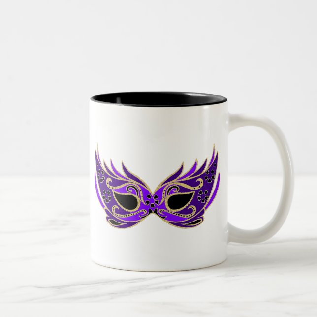 Caneca De Café Em Dois Tons Máscara de mascarada roxo real (Direita)
