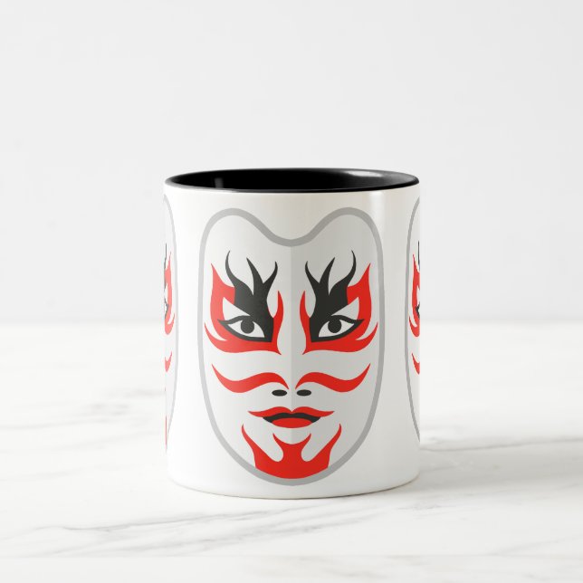 Caneca De Café Em Dois Tons Máscara japonesa (Centro)