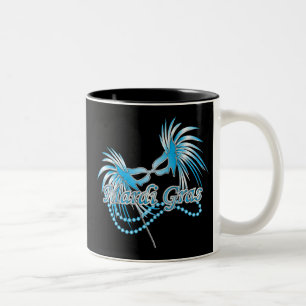 Caneca De Café Em Dois Tons Máscara Mardi Gras Azul
