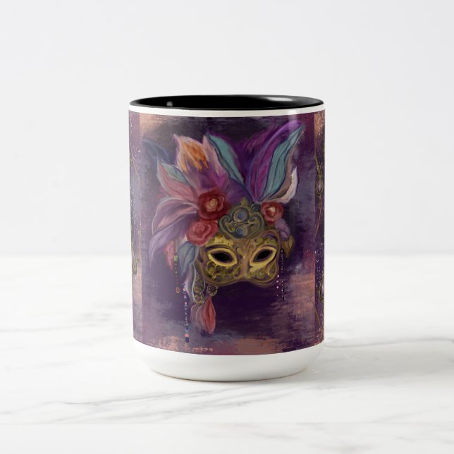 CANECA DE CAFÉ EM DOIS TONS MASCARADA VENICE ART (Centro)