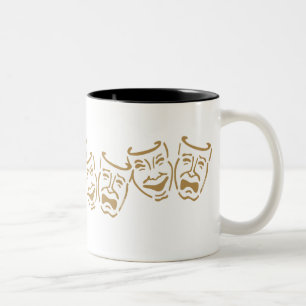 Caneca De Café Em Dois Tons Máscaras simples do drama