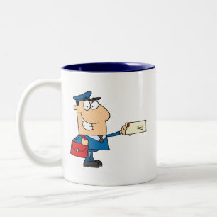 Caneca De Café Em Dois Tons Mascote de desenho personalizado do trabalhador po