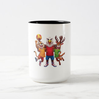 Caneca De Café Em Dois Tons Mascote de Equipe Esportiva de Animais Fofos em De