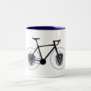 Caneca De Café Em Dois Tons Massachusetts Flag Cycling