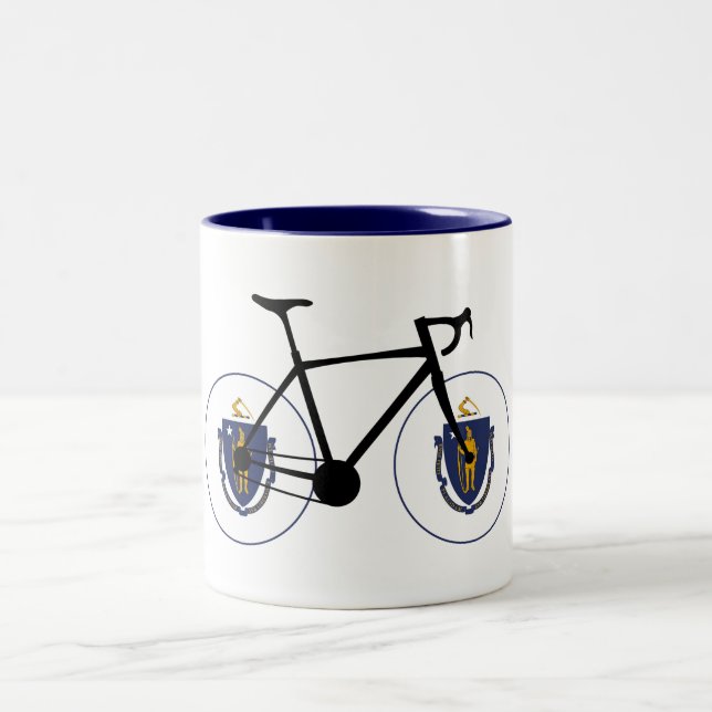 Caneca De Café Em Dois Tons Massachusetts Flag Cycling (Centro)