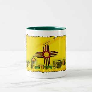 Caneca De Café Em Dois Tons Mata de café com bandeira artística do Novo México