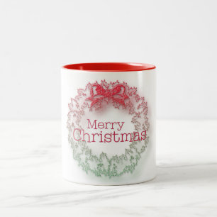 Caneca De Café Em Dois Tons Mata de café verde-natalina vermelha artística