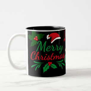 Caneca De Café Em Dois Tons Mata de Natal feliz com pão de Gengérard, cacau qu