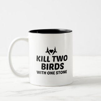 Caneca De Café Em Dois Tons Matar dois pássaros com uma pedra