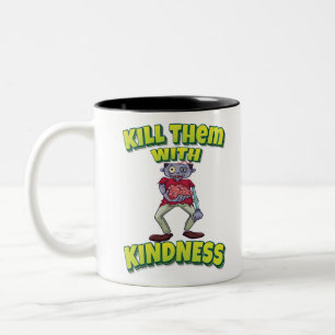 Caneca De Café Em Dois Tons Matar-Os Com O Zombie Do Cérebro Da Bondade