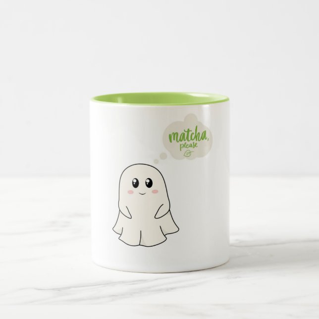 Caneca De Café Em Dois Tons Matcha, por favor! (Centro)
