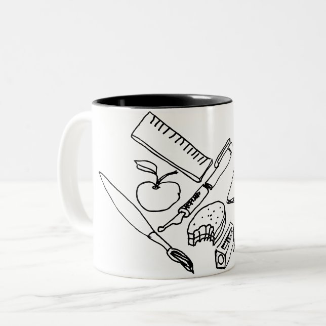 Caneca De Café Em Dois Tons Materiais de Ensino... (Frente Esquerda)