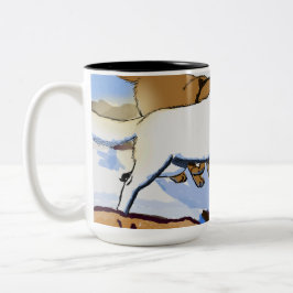 Caneca De Café Em Dois Tons Matilha de lobos correndo na bela neve