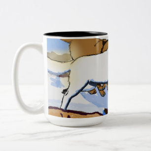 Caneca De Café Em Dois Tons Matilha de lobos correndo na bela neve