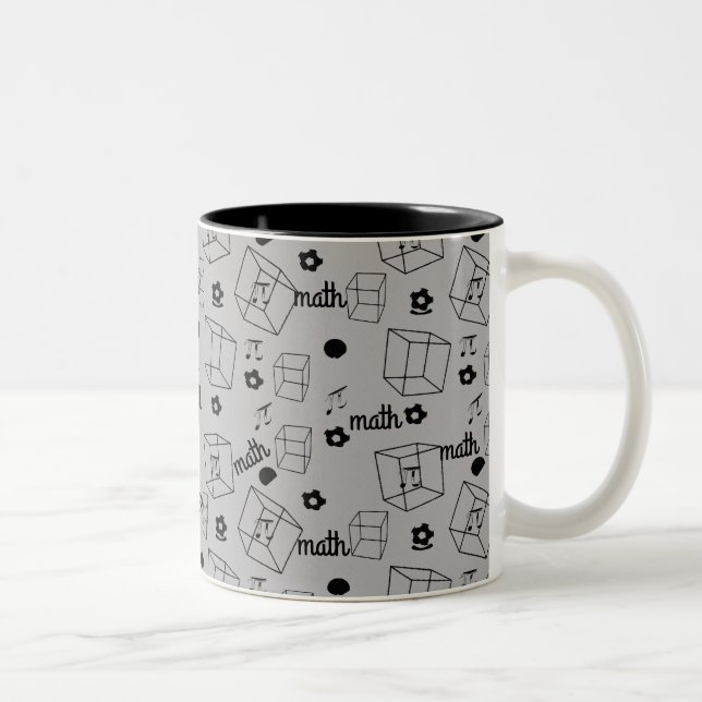 Caneca De Café Em Dois Tons Matiz de café com padrão matemático (Direita)
