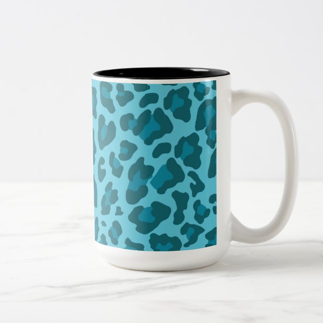 Caneca De Café Em Dois Tons Matizes impressos do Leopardo de Azul (Direita)