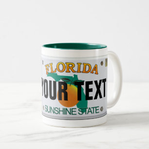 Caneca De Café Em Dois Tons Matrícula (customizável) de Florida