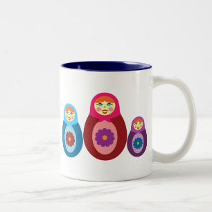 Caneca De Café Em Dois Tons Matryoshka Dolls