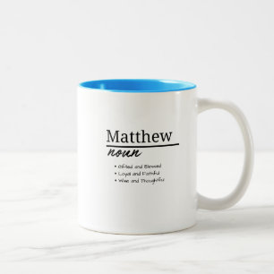 Caneca De Café Em Dois Tons Matthew, Boy Personalized Name Definition Matthew,