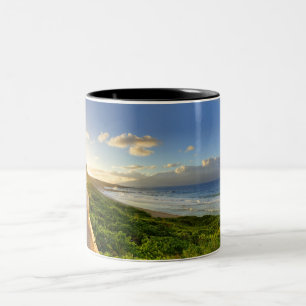 Caneca De Café Em Dois Tons Maui. Trajeto ao por do sol. Praia de Oneloa