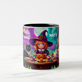 Caneca De Café Em Dois Tons MAYA ~ Cumprimentos de HALLOWEEN ~ Pensamento Chei