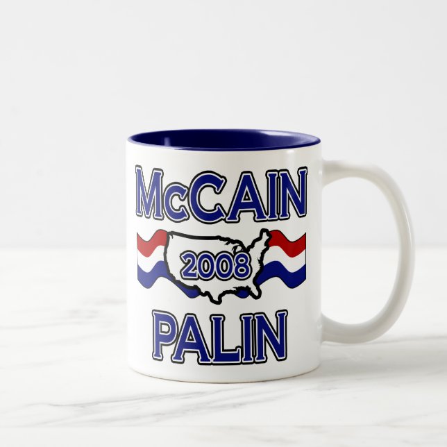Caneca De Café Em Dois Tons McCain Palin 2008 (Direita)