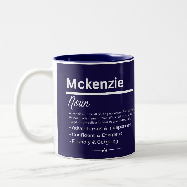 Caneca De Café Em Dois Tons Mckenzie, Girl Personalized Name Definition Mug (Esquerda)