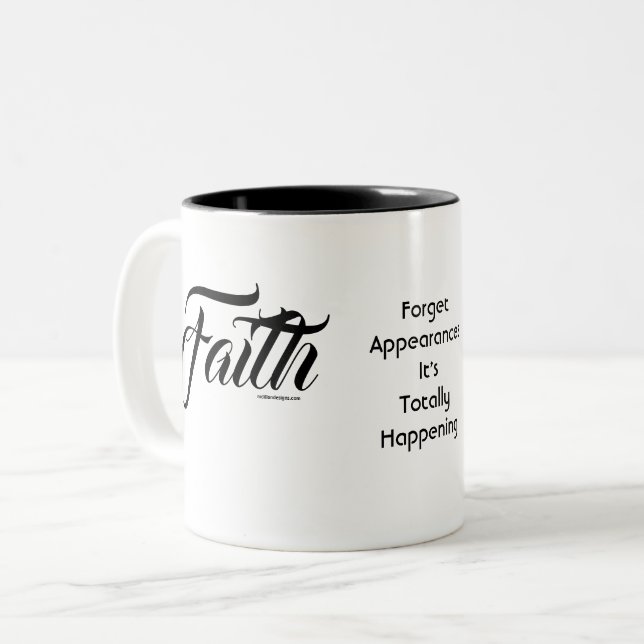 Caneca De Café Em Dois Tons MDILLONDESIGNS.COM apresenta #FAITH (Frente Esquerda)