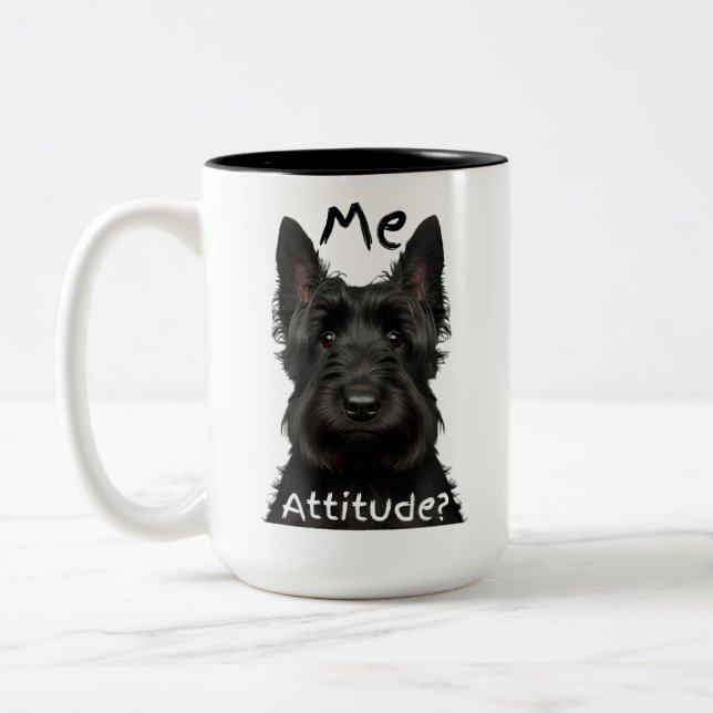 Caneca De Café Em Dois Tons Me Attitude Scottish Terrier (Esquerda)