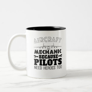 Caneca De Café Em Dois Tons Mecânica Da Aeronave Porque O Piloto Também Precis