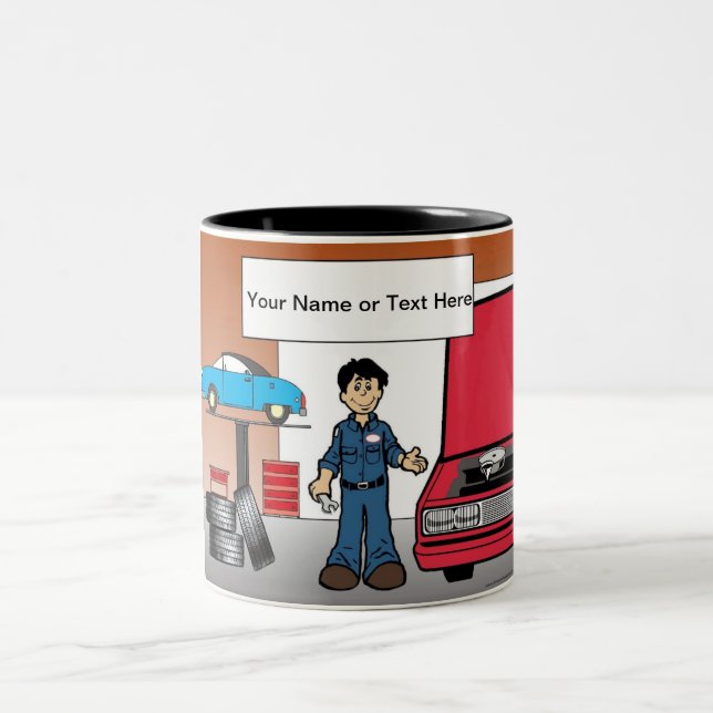 Caneca De Café Em Dois Tons Mecânico automático - Cartoon masculino por Printe (Centro)
