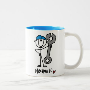 Caneca De Café Em Dois Tons Mecânico Com Figura de Pau de Chave Inglesa