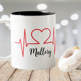 Caneca De Café Em Dois Tons Médica Simples de Coração Personalizada