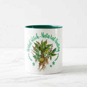 Caneca De Café Em Dois Tons Medicina das plantas das ervas do Herbalism do